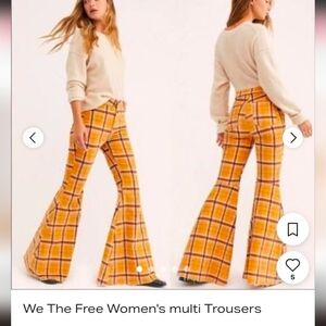 We The Free Yellow Plaid Flare Pants